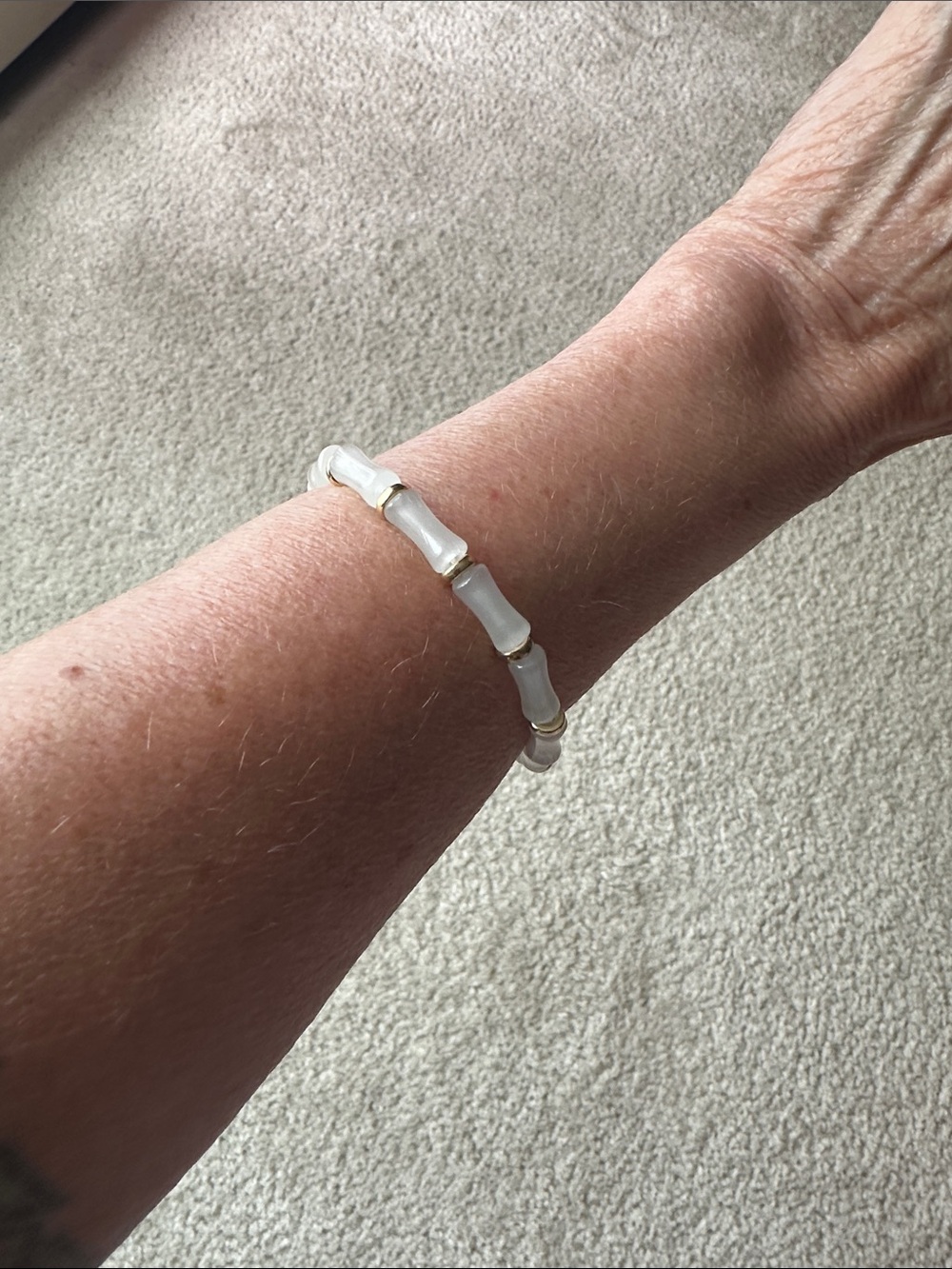 Elegant White Bead Stretch Bracelet